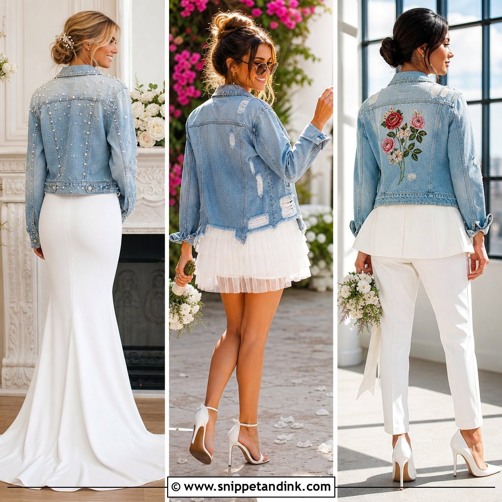 20 Wedding Jean Jacket Ideas for Cool Personalized Bridal Style