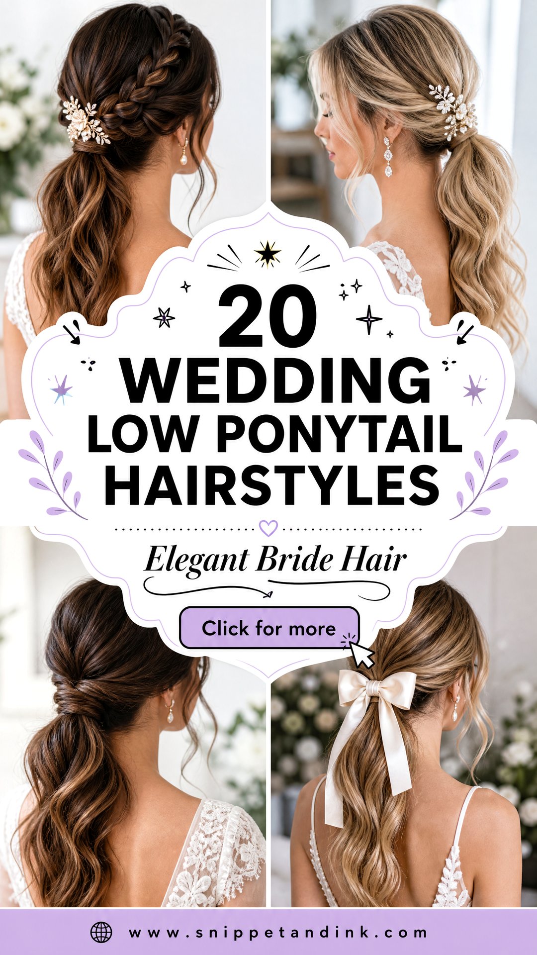 20 Wedding Low Ponytail Hairstyles for Elegant Brides Today - 20 Wedding Low Ponytail Hairstyles for Elegant Brides Today