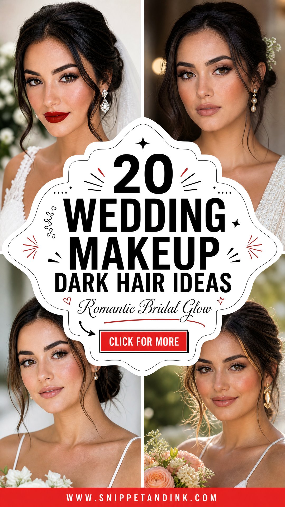 20 Wedding Makeup Dark Hair Ideas for Romantic Bridal Glow - 20 Wedding Makeup Dark Hair Ideas for Romantic Bridal Glow