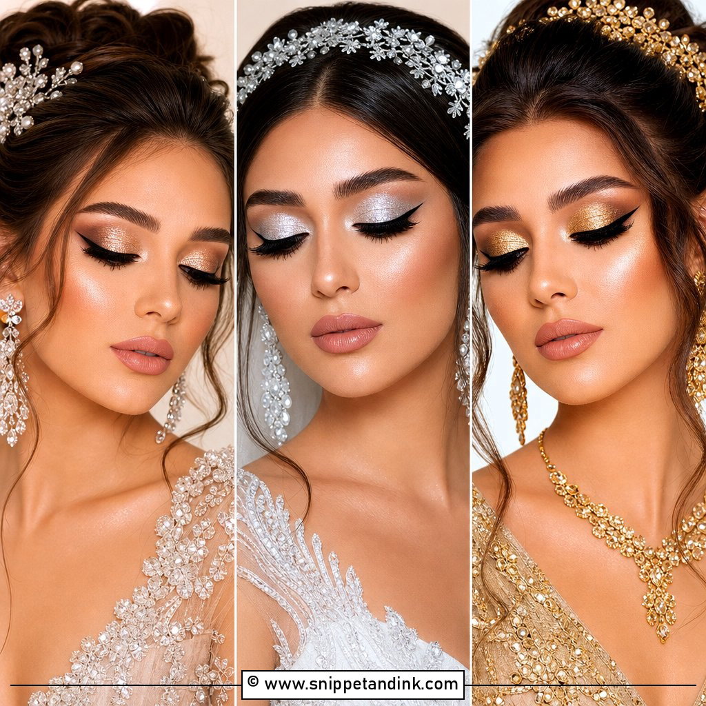 20 Wedding Makeup Glitter Ideas for Sparkly Bridal Glam