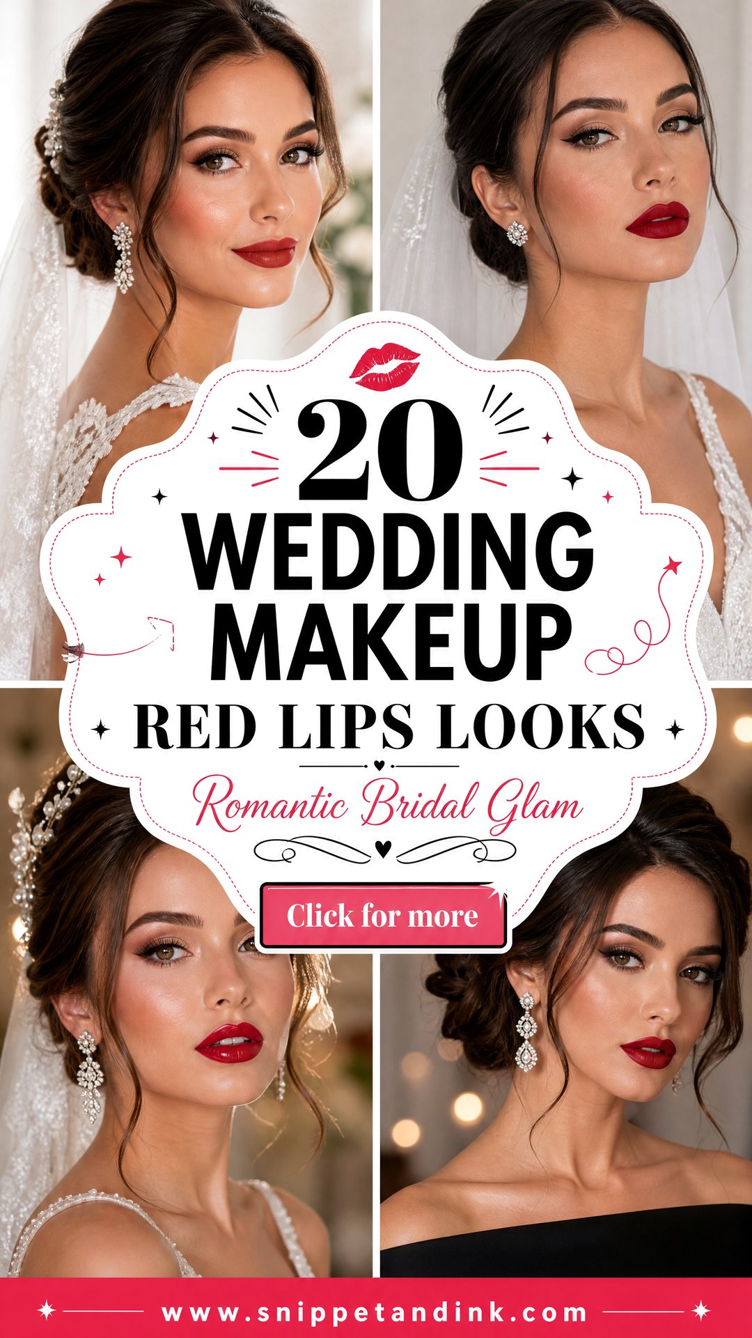 20 Wedding Makeup Red Lips Looks for Romantic Bridal Glam - 20 Wedding Makeup Red Lips Looks for Romantic Bridal Glam