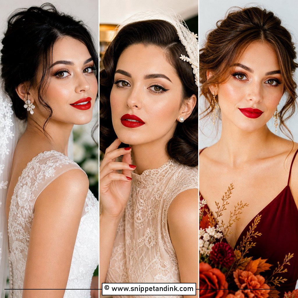 20 Wedding Makeup Red Lipstick Ideas for Classic Brides