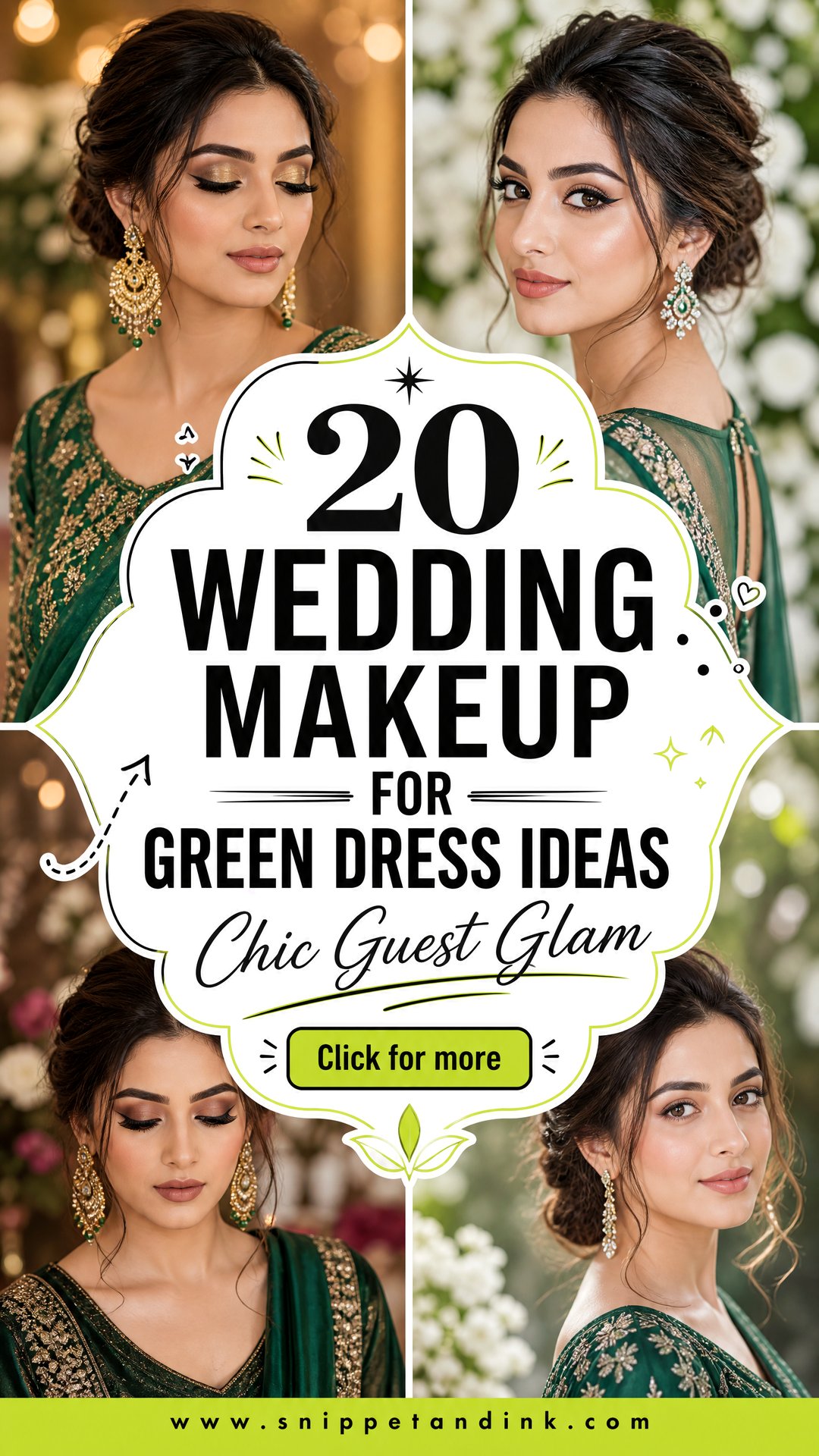 20 Wedding Makeup for Green Dress Ideas for Chic Guests - 20 Wedding Makeup for Green Dress Ideas for Chic Guests