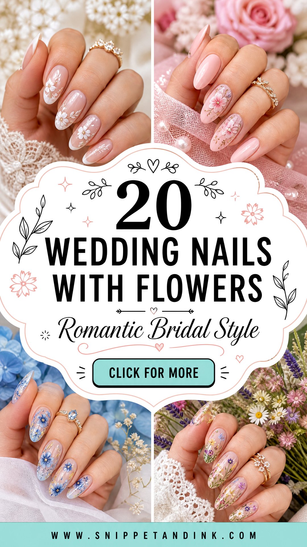 20 Wedding Nails with Flowers for Romantic Bridal Style - 20 Wedding Nails with Flowers for Romantic Bridal Style