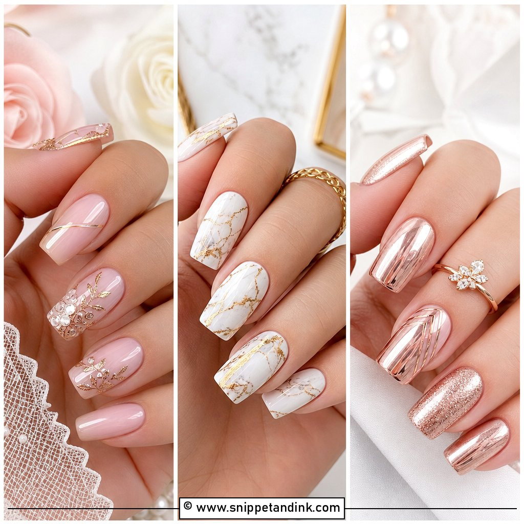 20 Wedding Nails with Gold for Luxe Bridal Glam