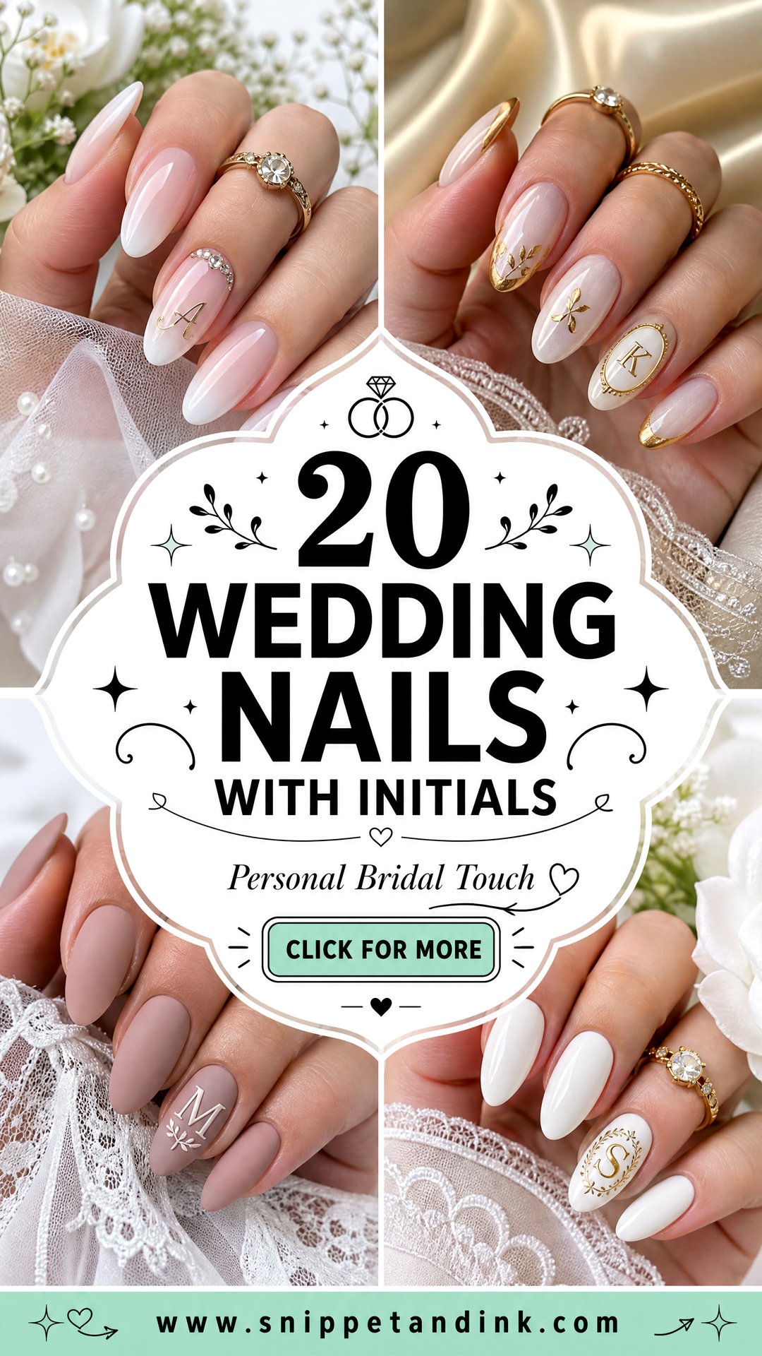 20 Wedding Nails with Initials for a Personal Bridal Touch - 20 Wedding Nails with Initials for a Personal Bridal Touch