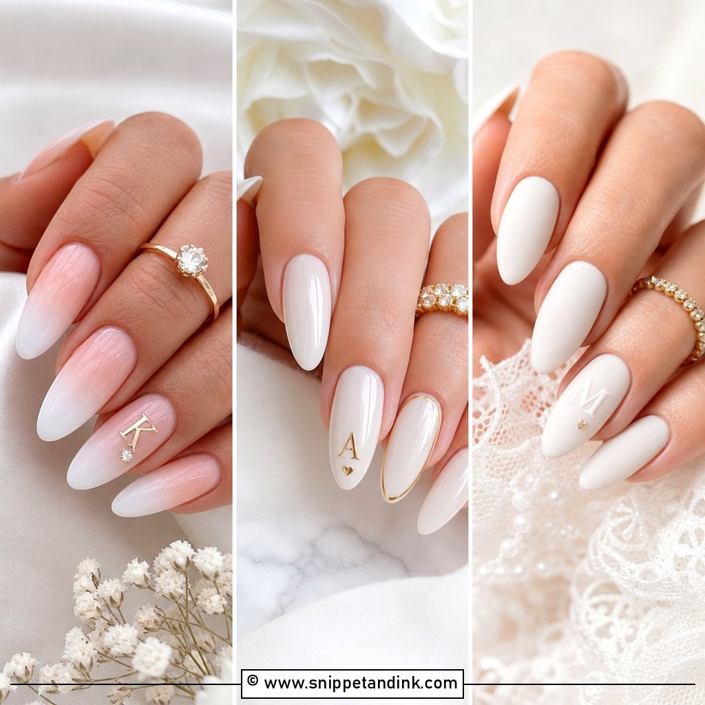 20 Wedding Nails with Initials for a Personal Bridal Touch