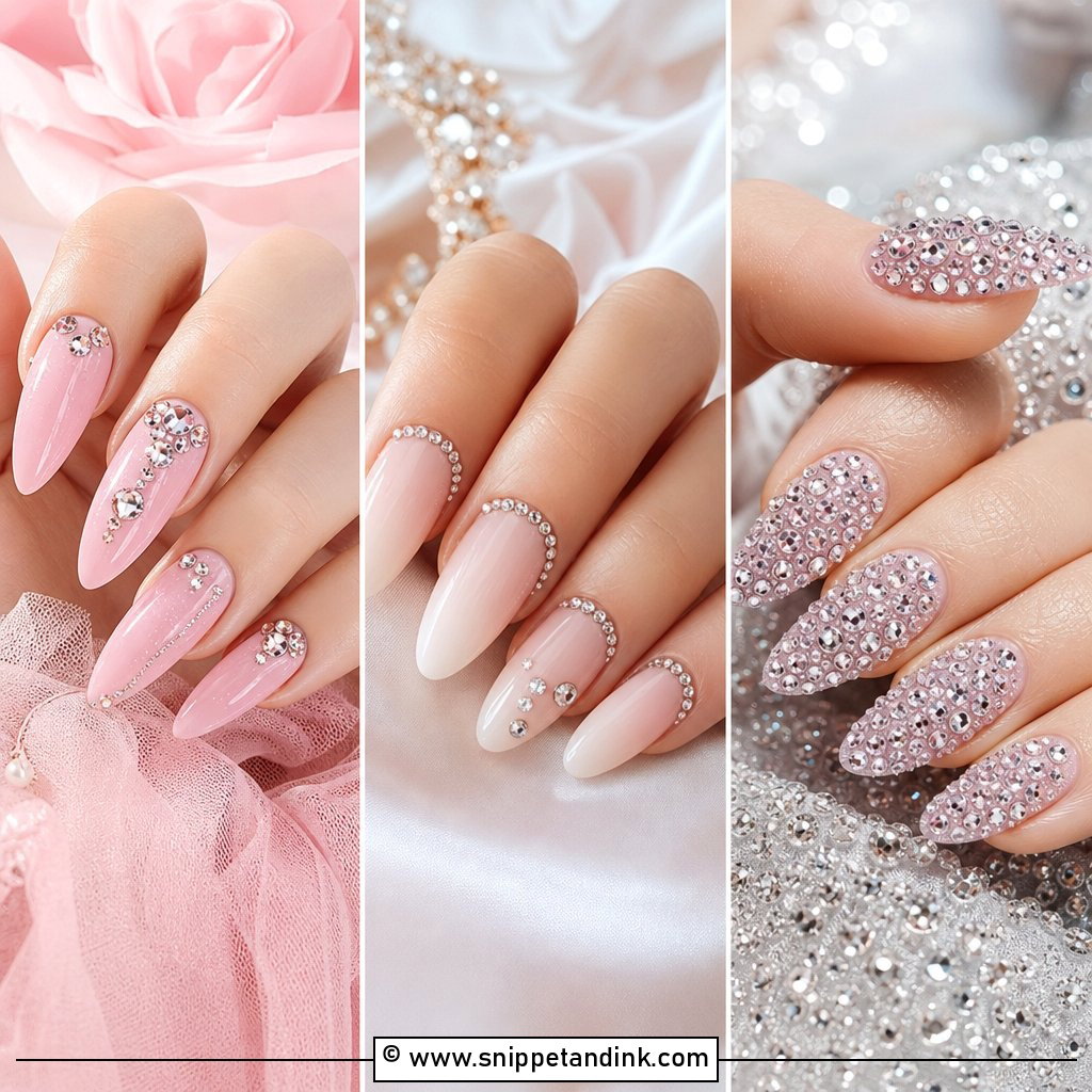 20 Wedding Nails with Rhinestones for Sparkling Brides
