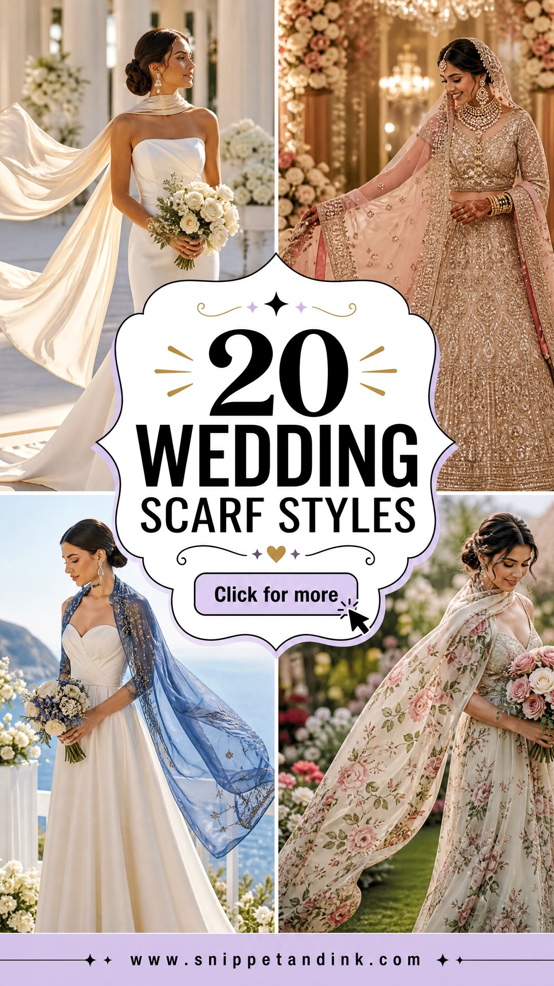 20 Wedding Scarf Styles for an Elegant Modern Bridal Look - 20 Wedding Scarf Styles for an Elegant, Modern Bridal Look