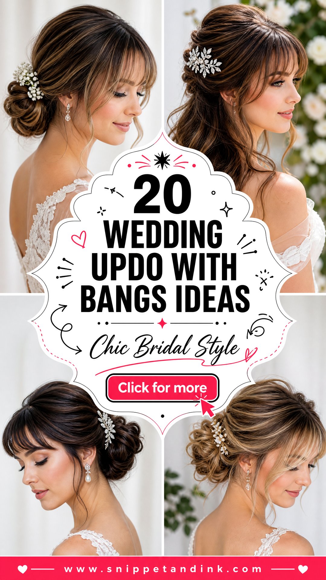 20 Wedding Updo with Bangs Ideas for Chic Bridal Style - 20 Wedding Updo with Bangs Ideas for Chic Bridal Style