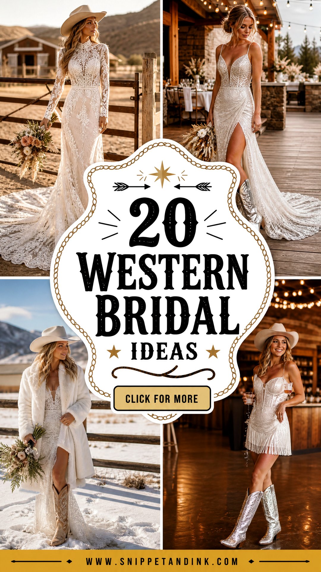 20 Western Bridal Ideas for a Rustic-Chic Wedding Look - 20 Western Bridal Ideas for a Rustic-Chic Wedding Look