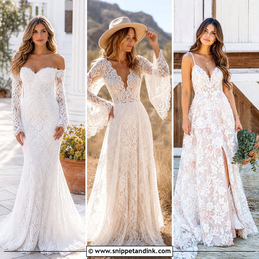 20 Western Lace Wedding Dress Ideas for Romantic Ranch Brides