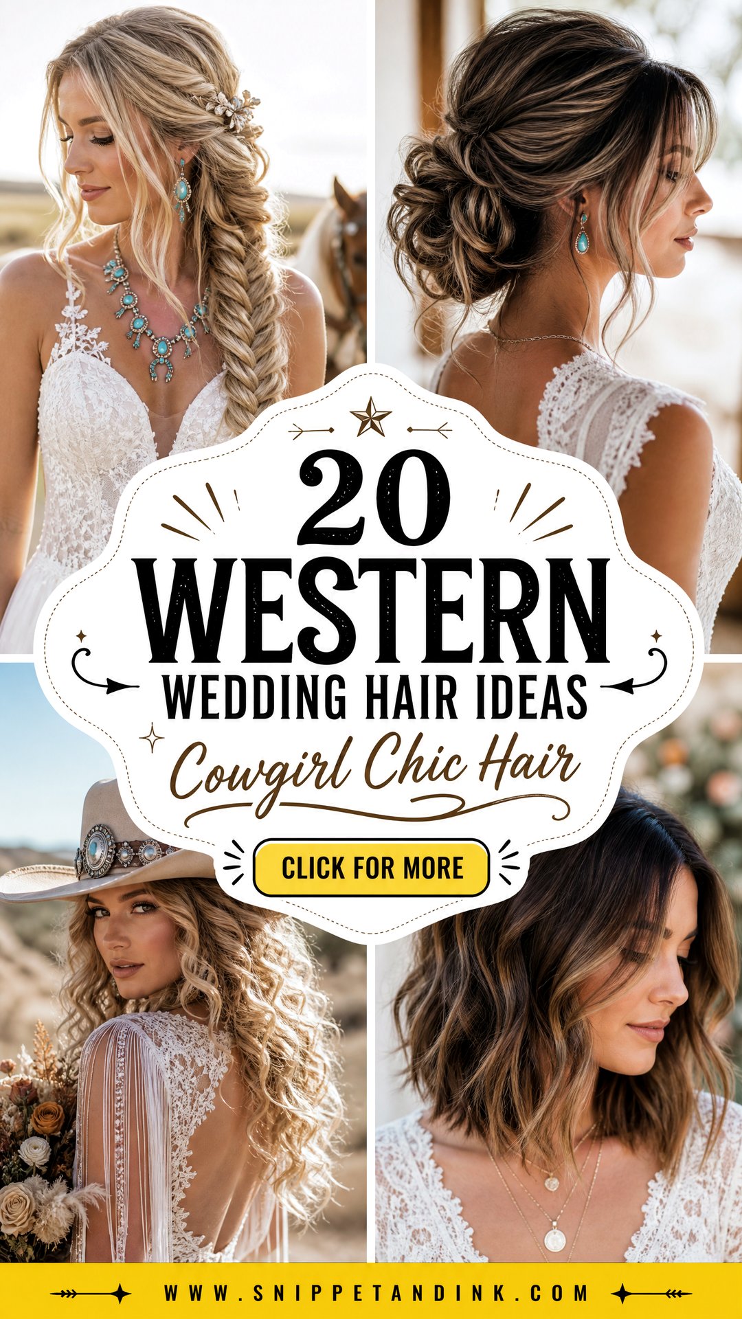 20 Western Wedding Hair Ideas for Cowgirl-Chic Bridal Looks - 20 Western Wedding Hair Ideas for Cowgirl-Chic Bridal Looks