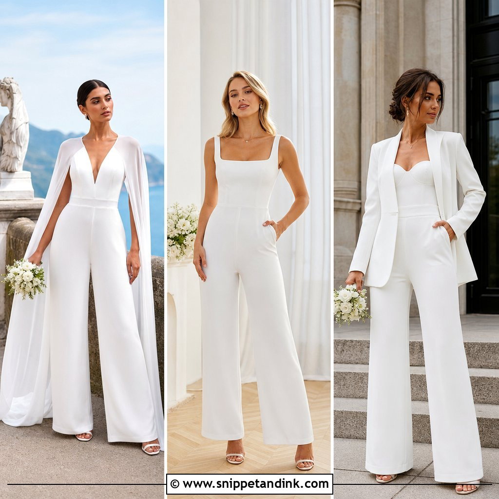 20 White Bridal Jumpsuit Ideas Sleek Styles for Chic Brides