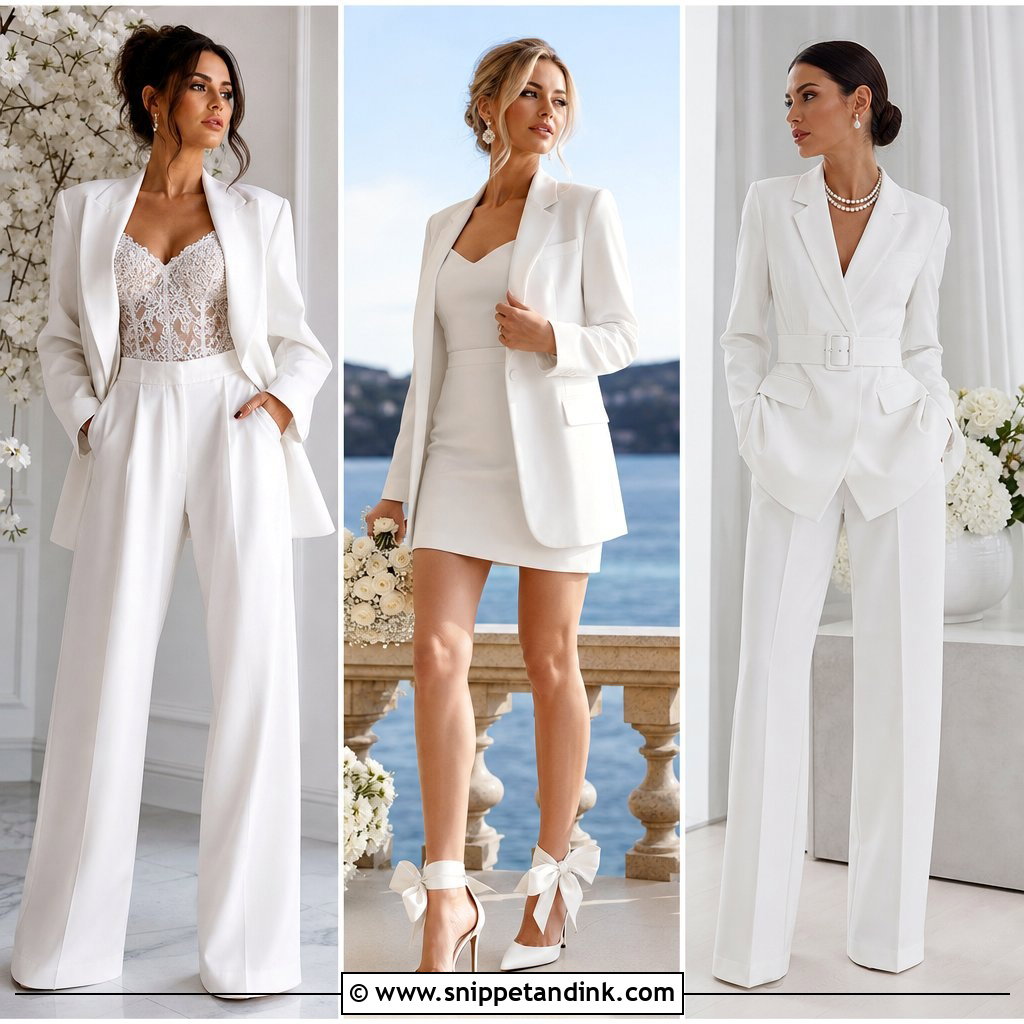 20 White Bridal Suit Ideas Modern Looks for Chic Brides