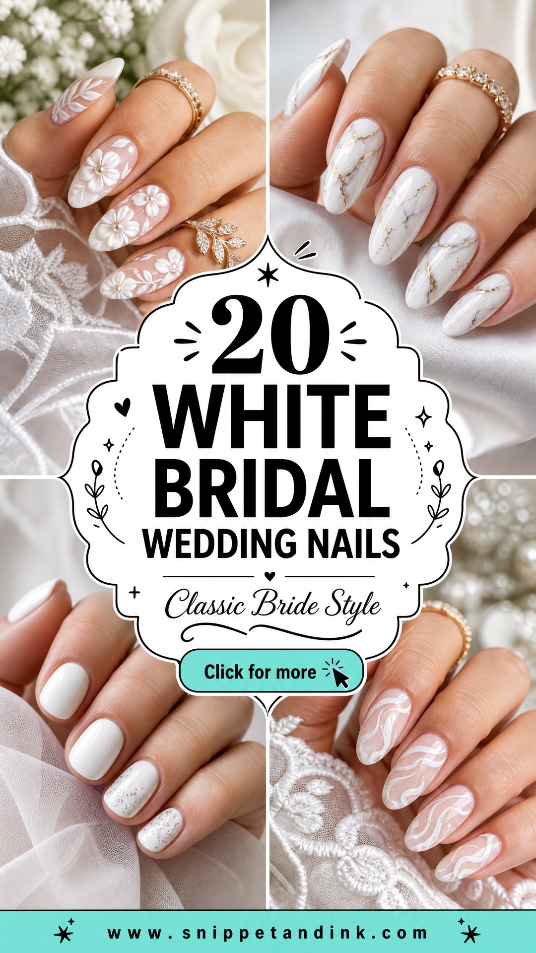 20 White Bridal Wedding Nails for a Classic Look - 20 White Bridal Wedding Nails for a Classic Look