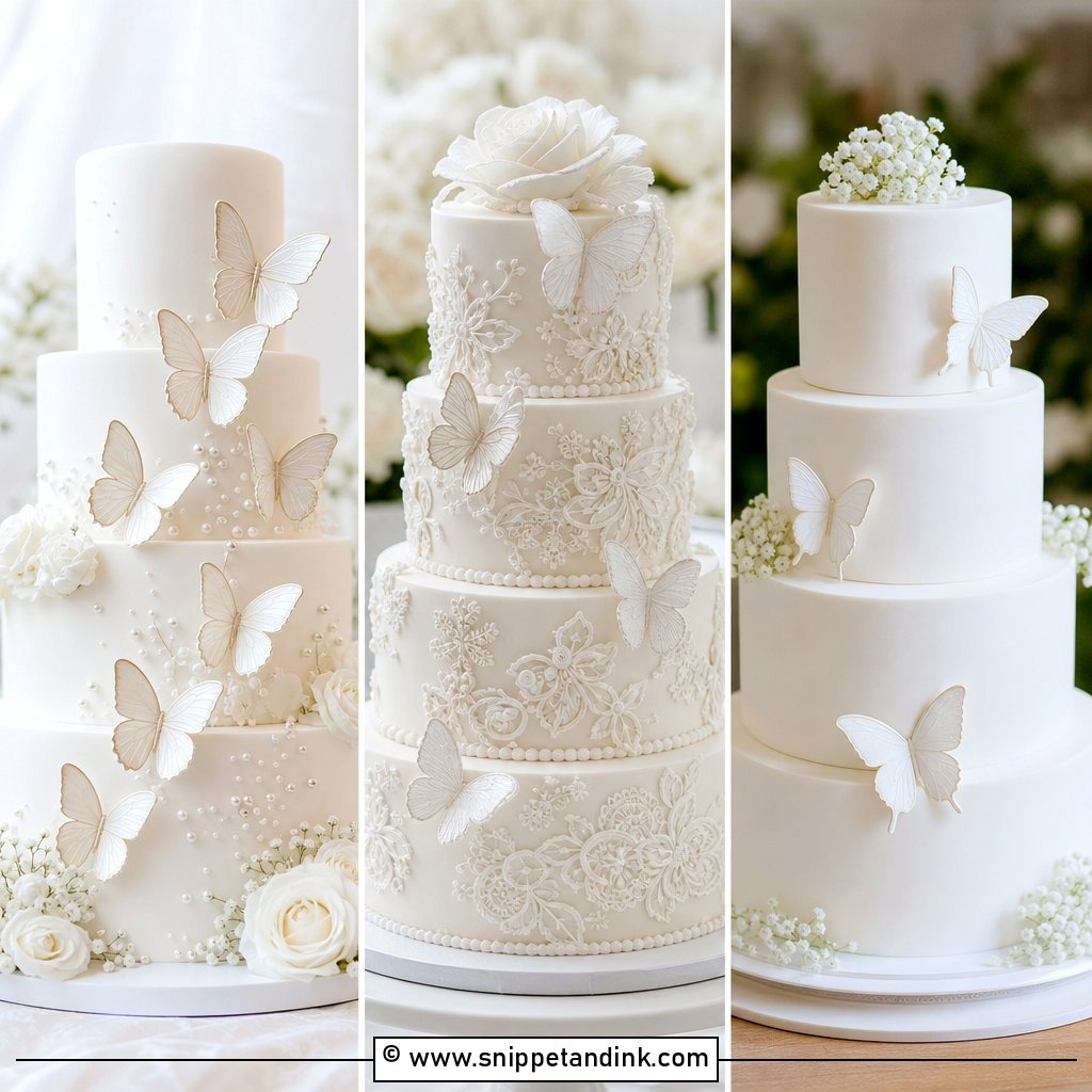20 White Cake Ideas with Butterflies for Wedding Magic