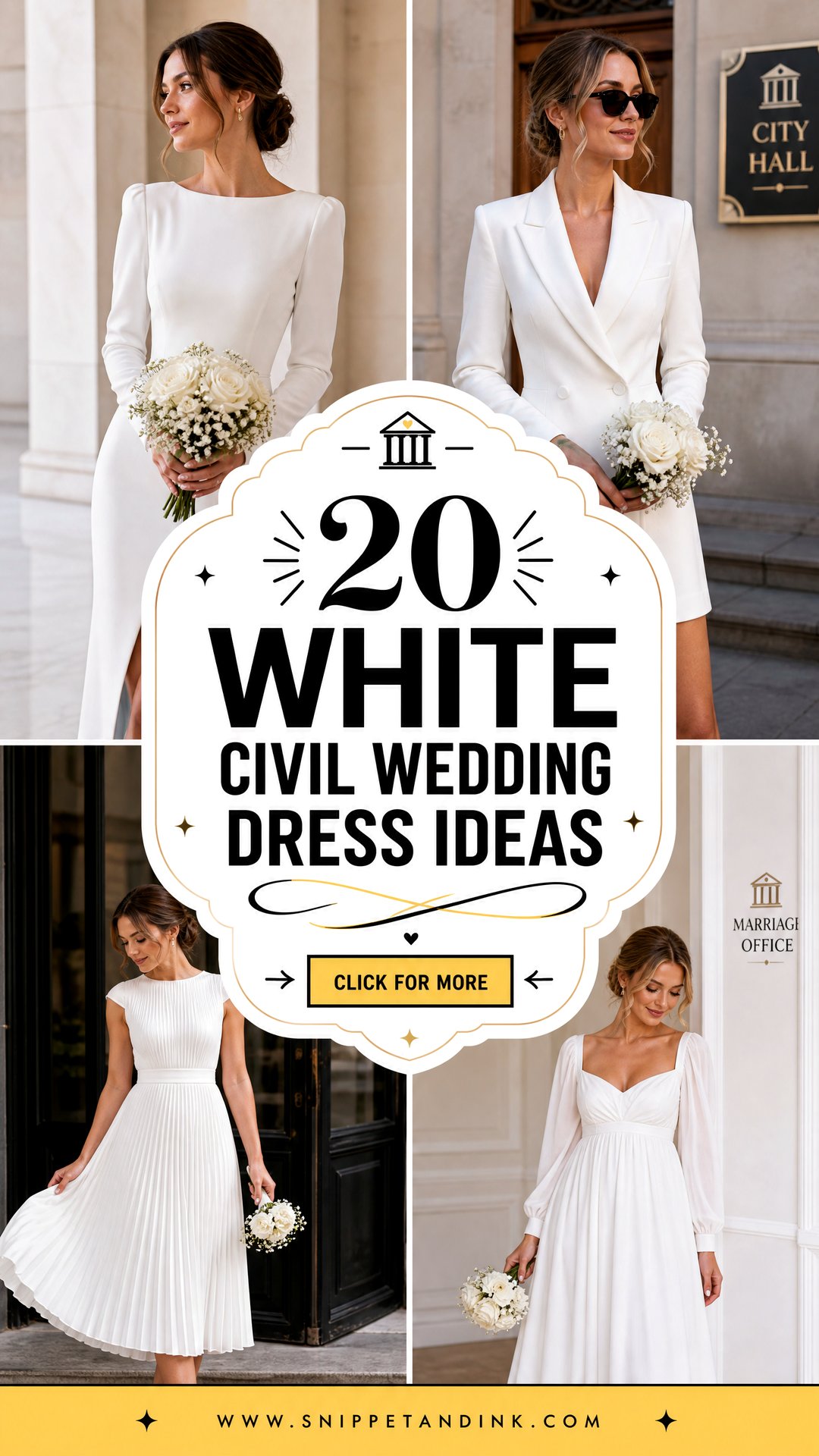 20 White Civil Wedding Dress Ideas Chic Courthouse Looks - 20 White Civil Wedding Dress Ideas: Chic Courthouse Looks