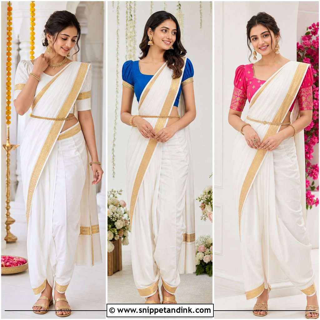 20 White Dhavani Ideas for a Graceful Festive Look This Season