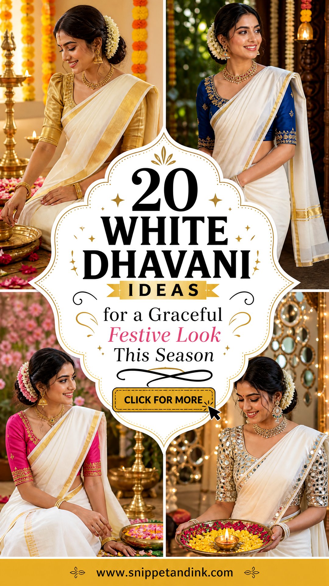 20 White Dhavani Ideas for a Graceful Festive Look This Season - 20 White Dhavani Ideas for a Graceful Festive Look This Season