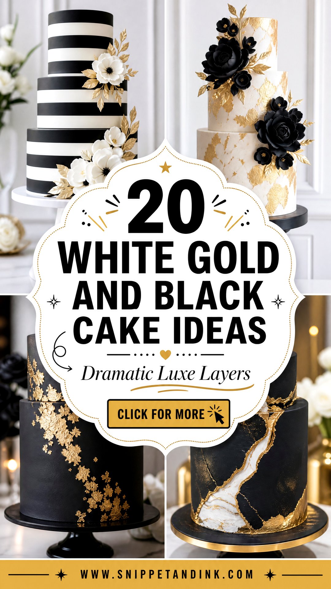 20 White Gold and Black Cake Ideas for Wedding Drama - 20 White Gold and Black Cake Ideas for Wedding Drama
