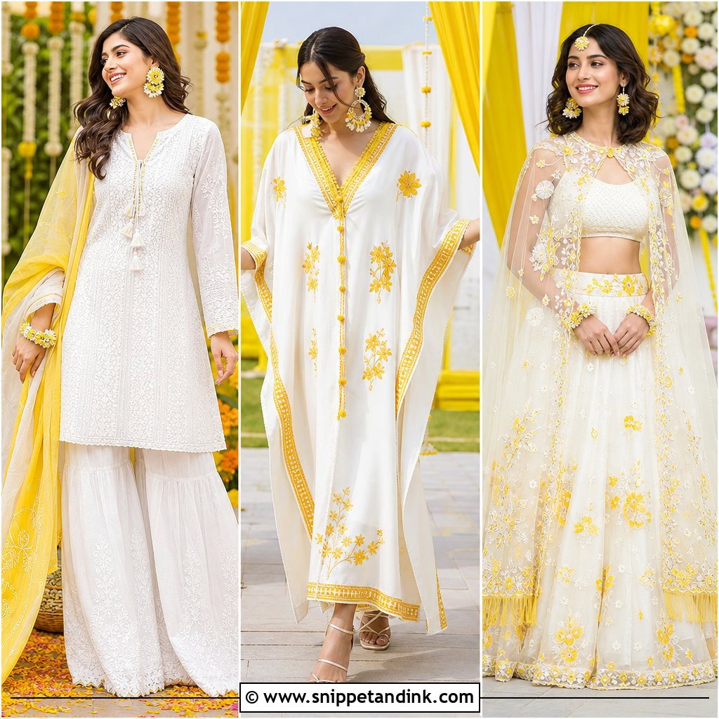 20 White Haldi Outfit Ideas for a Fresh Festive Celebration