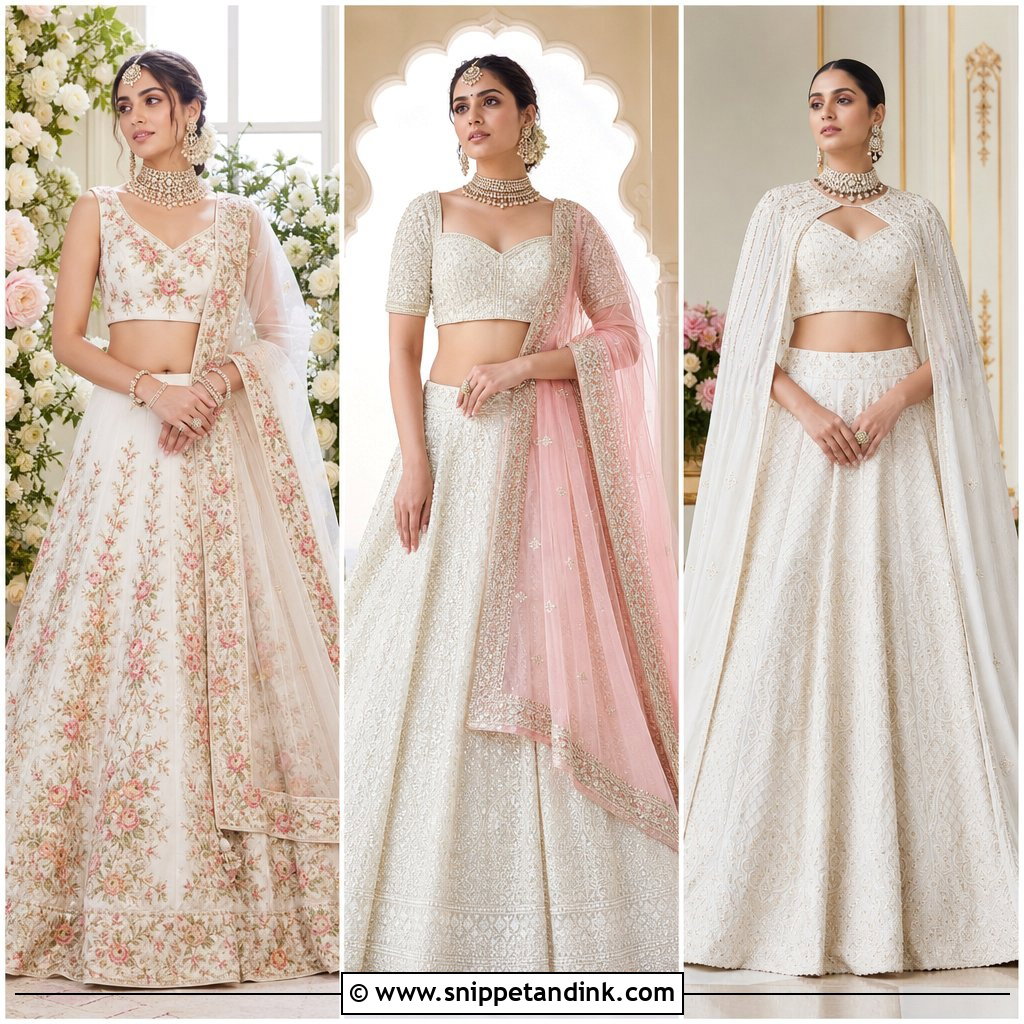 20 White Lehanga Design Bride Ideas for a Regal Bridal Look