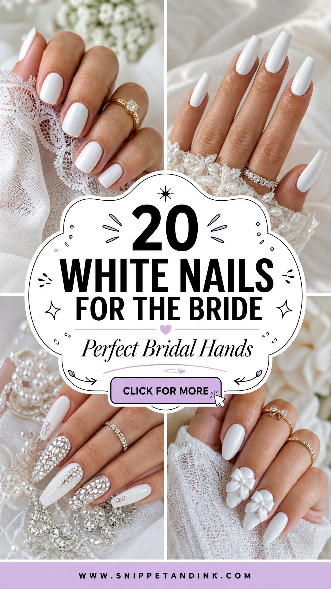 20 White Nails for the Bride Wedding Day Looks - 20 White Nails for the Bride Wedding Day Looks