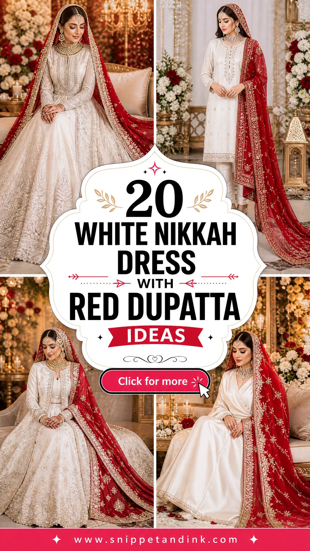 20 White Nikkah Dress with Red Dupatta Ideas for a Regal Look - 20 White Nikkah Dress with Red Dupatta Ideas for a Regal Look