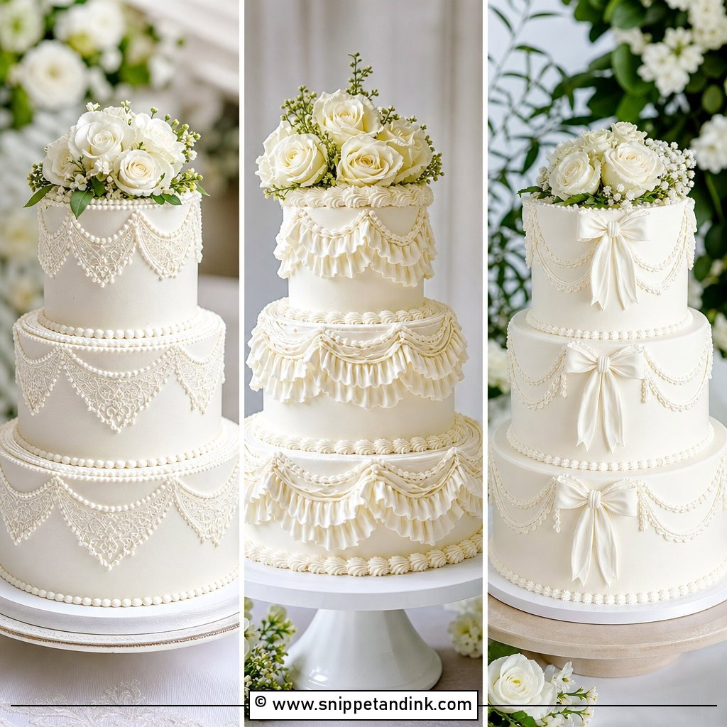 20 White Piped Wedding Cake Ideas with Timeless Detail