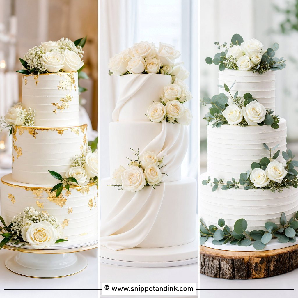 20 White Roses Cake Ideas for Wedding Romance
