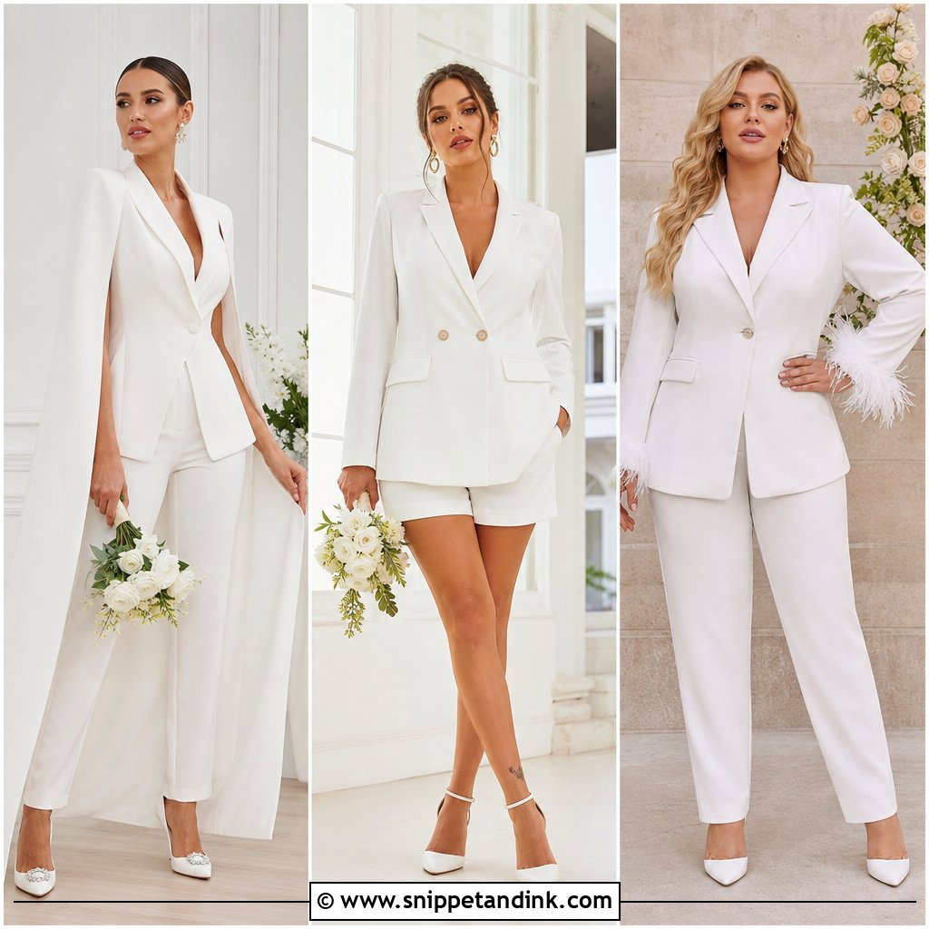 20 White Suit Wedding Women Ideas for Modern Bridal Style
