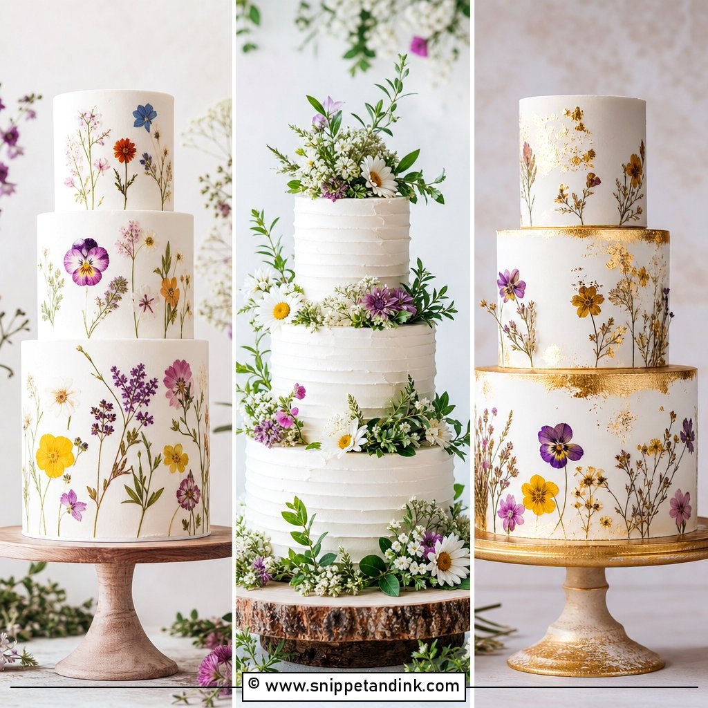20 White Wedding Cake Ideas with Wildflowers Brides Love