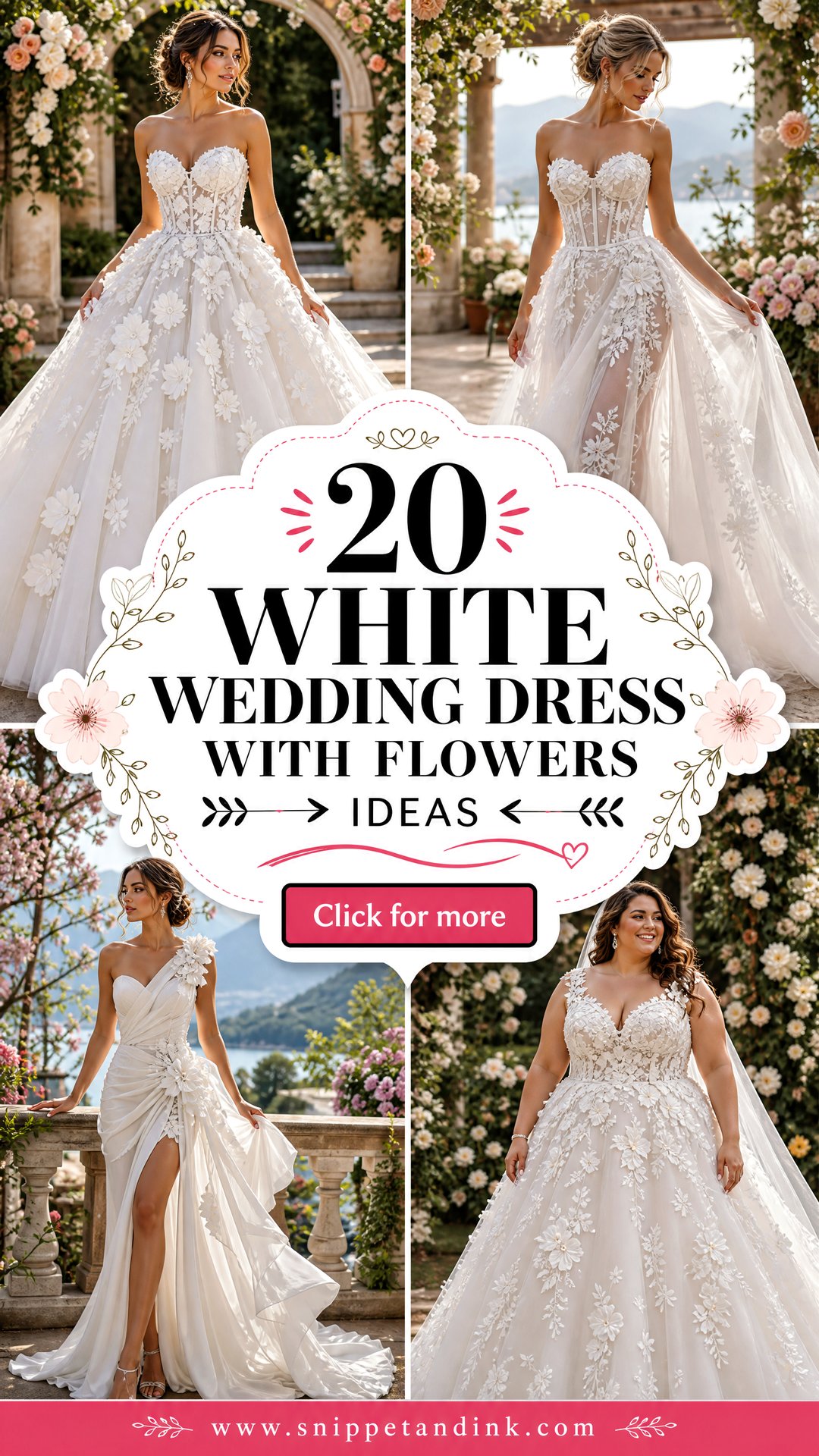 20 White Wedding Dress with Flowers for Romantic Garden Brides - 20 White Wedding Dress with Flowers for Romantic Garden Brides