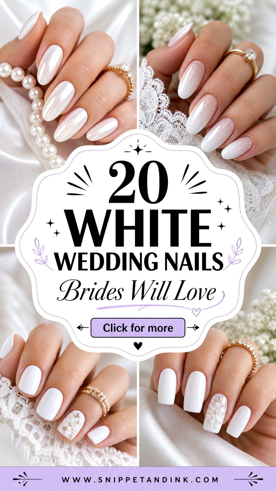 20 White Wedding Nails Brides Will Love This Season - 20 White Wedding Nails Brides Will Love This Season