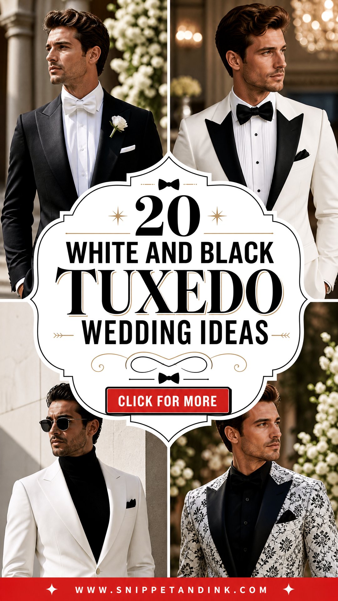 20 White and Black Tuxedo Wedding Ideas Modern Groom Style - 20 White and Black Tuxedo Wedding Ideas: Modern Groom Style