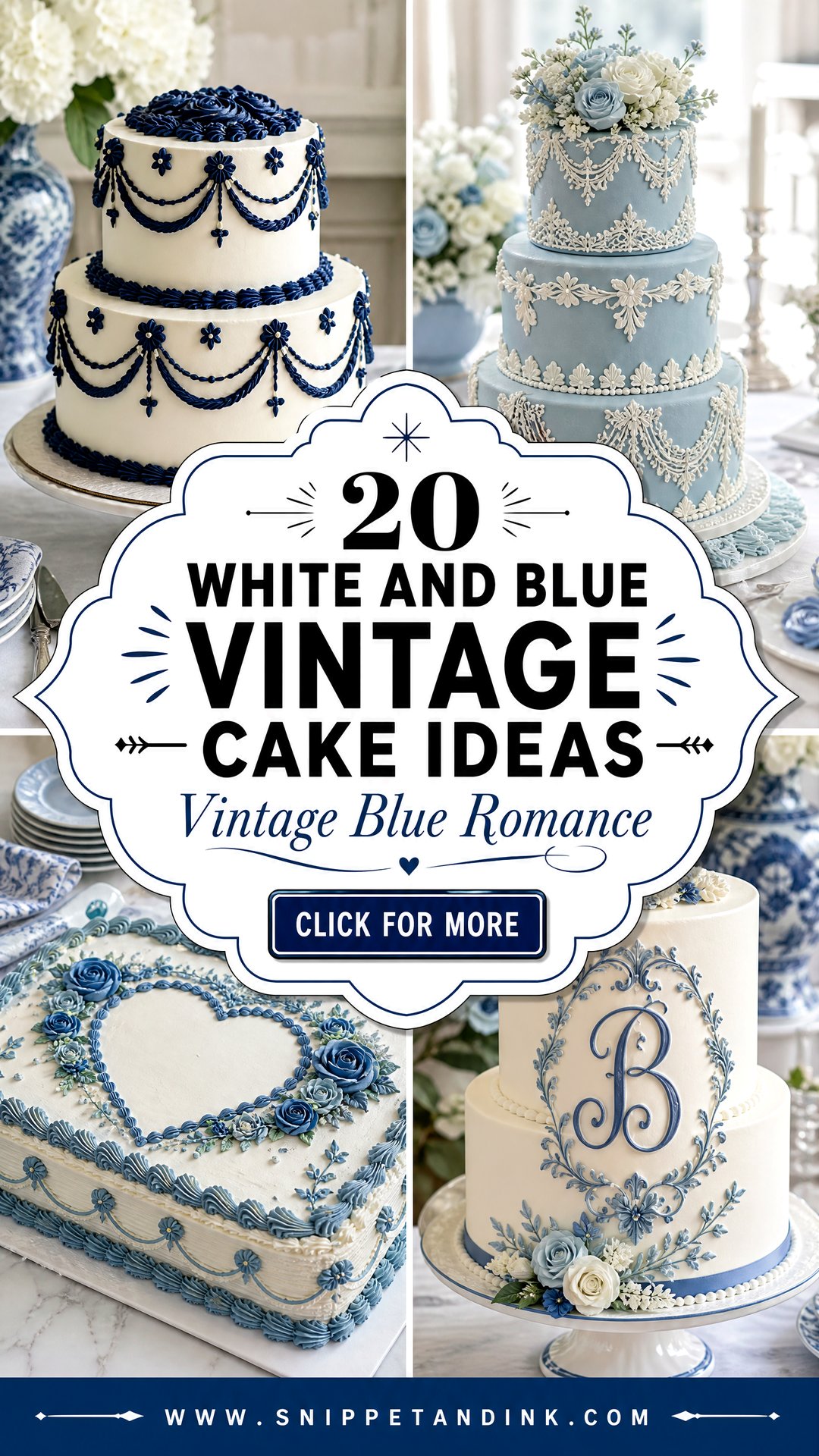 20 White and Blue Vintage Cake Ideas for Wedding Guests Love - 20 White and Blue Vintage Cake Ideas for Wedding Guests Love