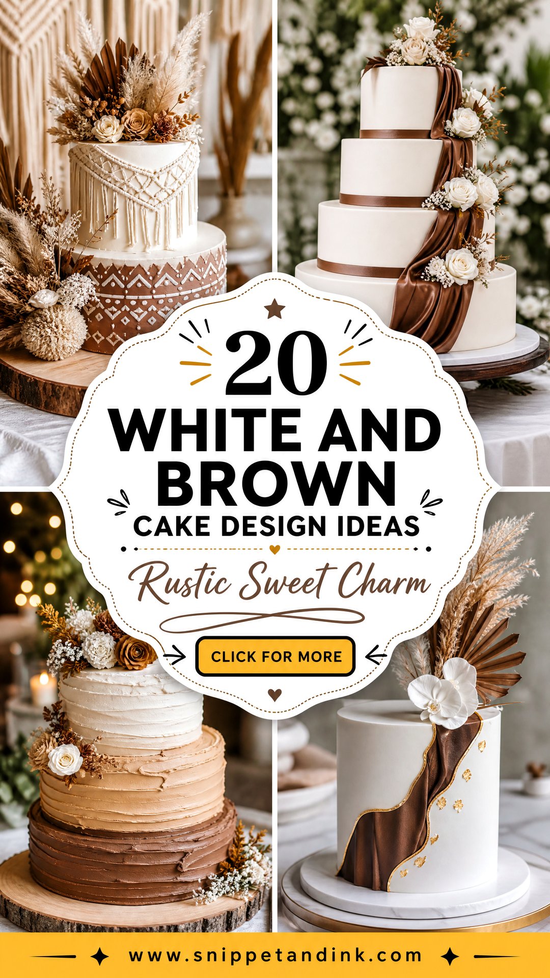 20 White and Brown Cake Design Ideas for Wedding Rustic Charm - 20 White and Brown Cake Design Ideas for Wedding Rustic Charm