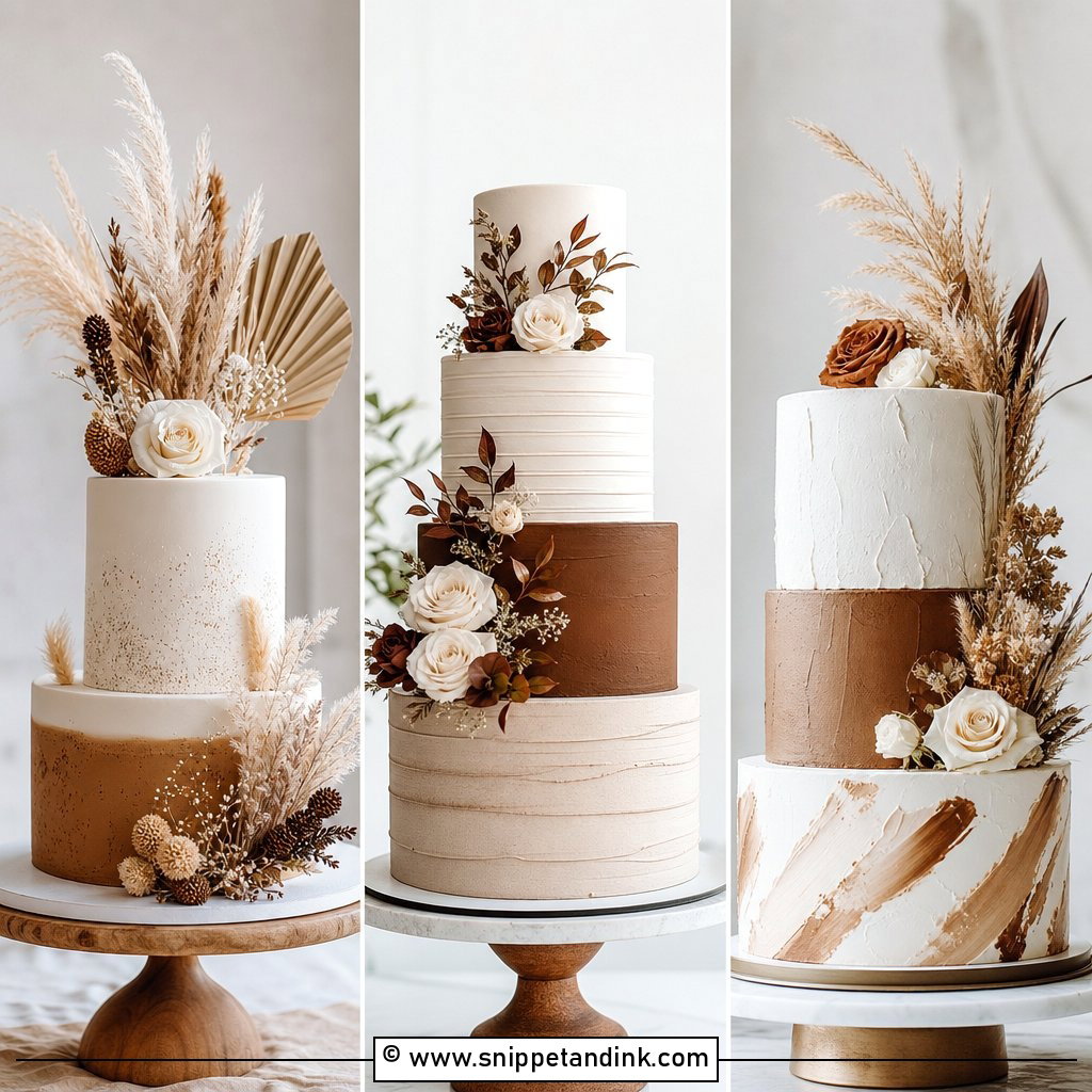 20 White and Brown Cake Design Ideas for Wedding Rustic Charm
