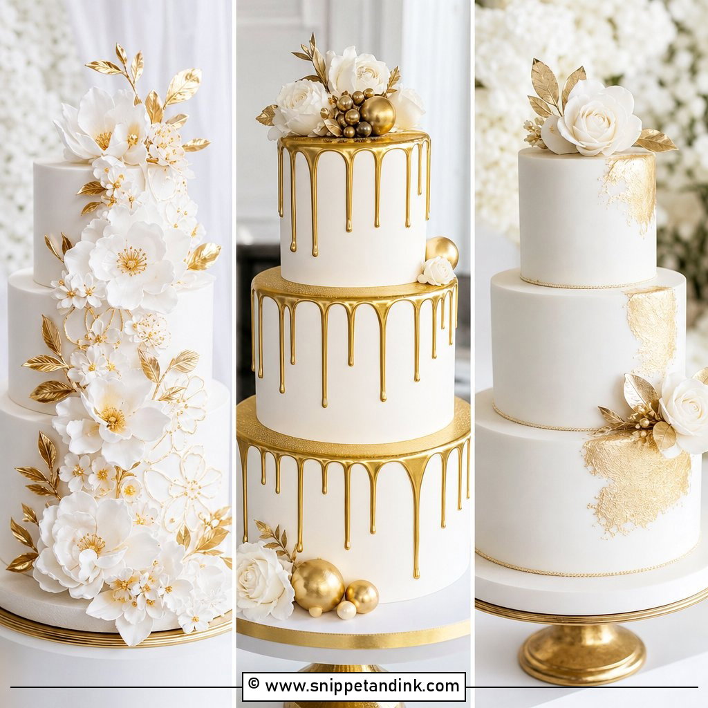 20 White and Gold Wedding Cake Ideas for Luxe Style