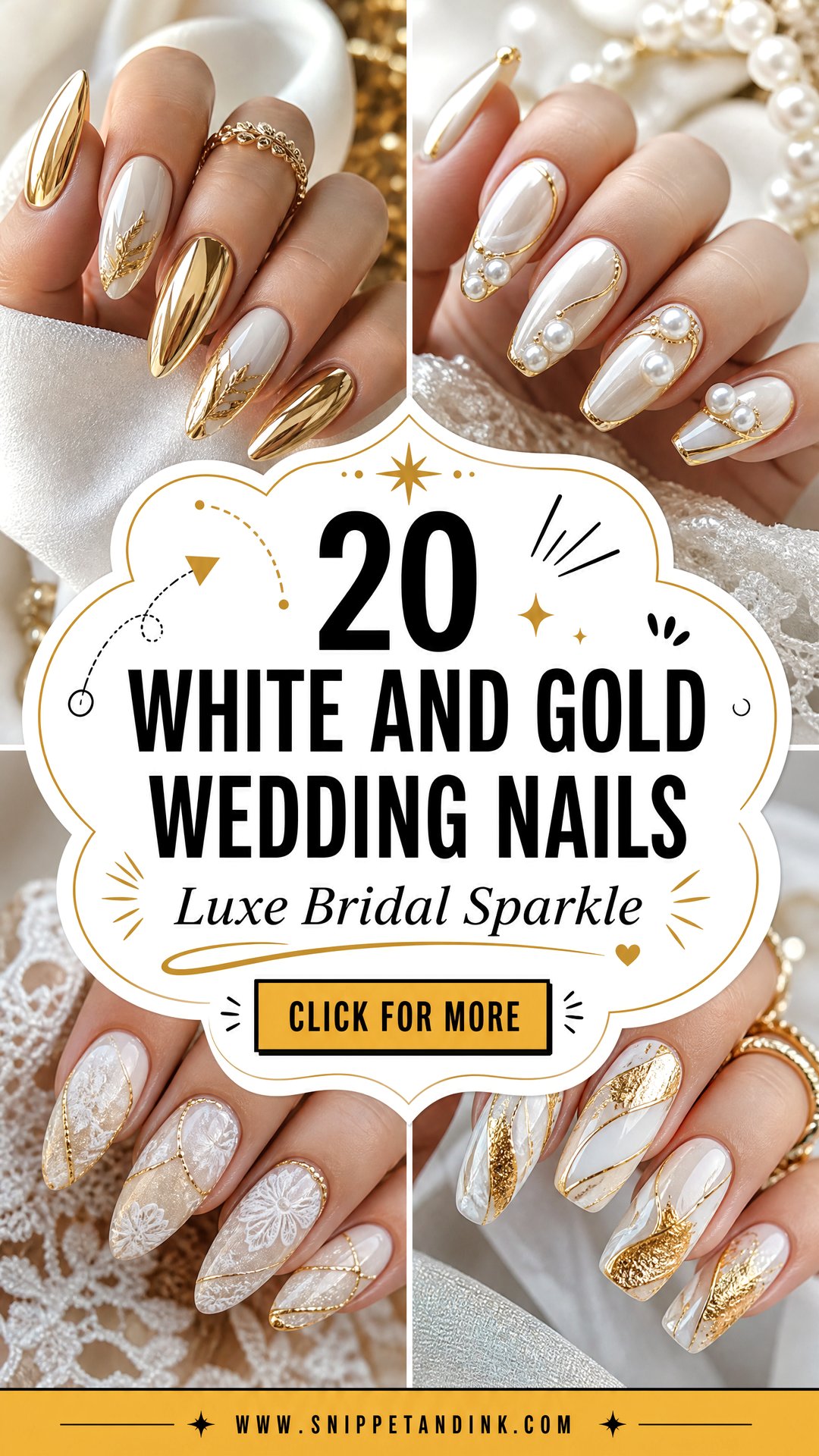 20 White and Gold Wedding Nails for Luxe Bridal Style - 20 White and Gold Wedding Nails for Luxe Bridal Style