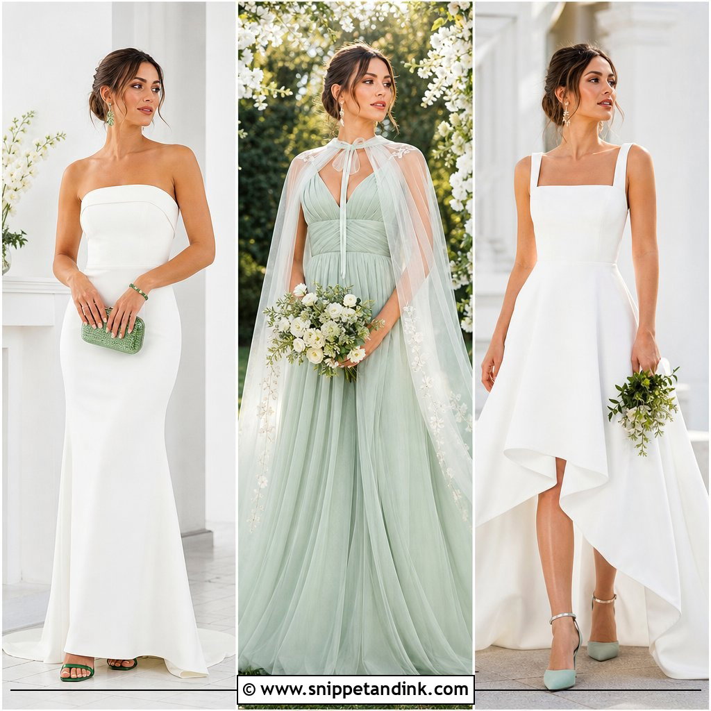 20 White and Green Wedding Dress Ideas for Nature-Loving Brides