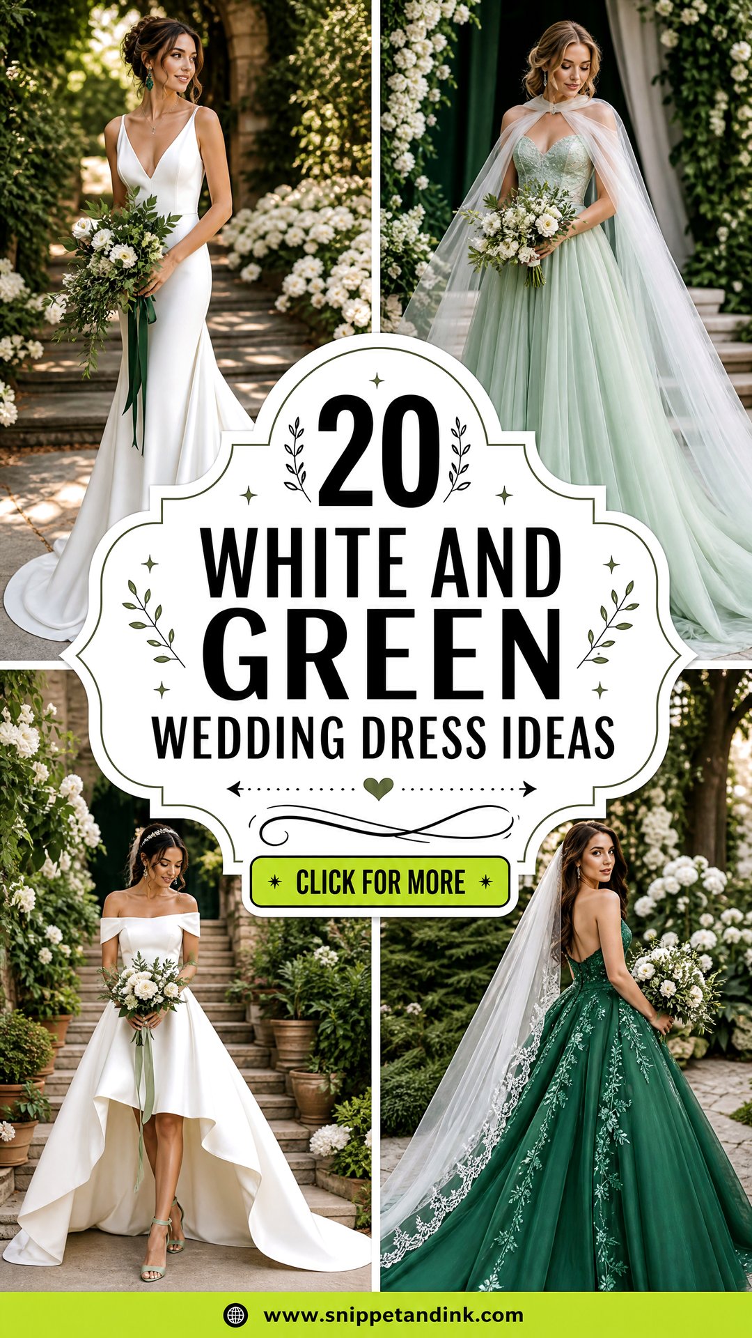 20 White and Green Wedding Dress Ideas for Nature-Loving Brides - 20 White and Green Wedding Dress Ideas for Nature-Loving Brides