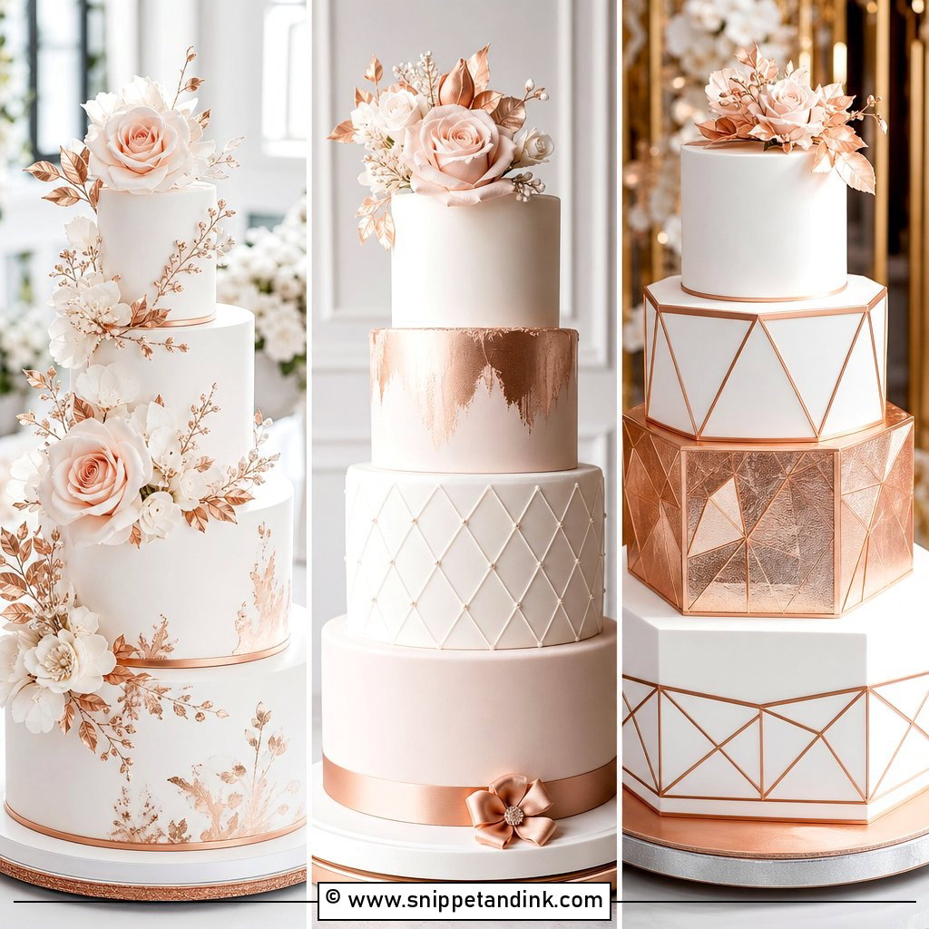 20 White and Rose Gold Cake Ideas for Wedding Glam