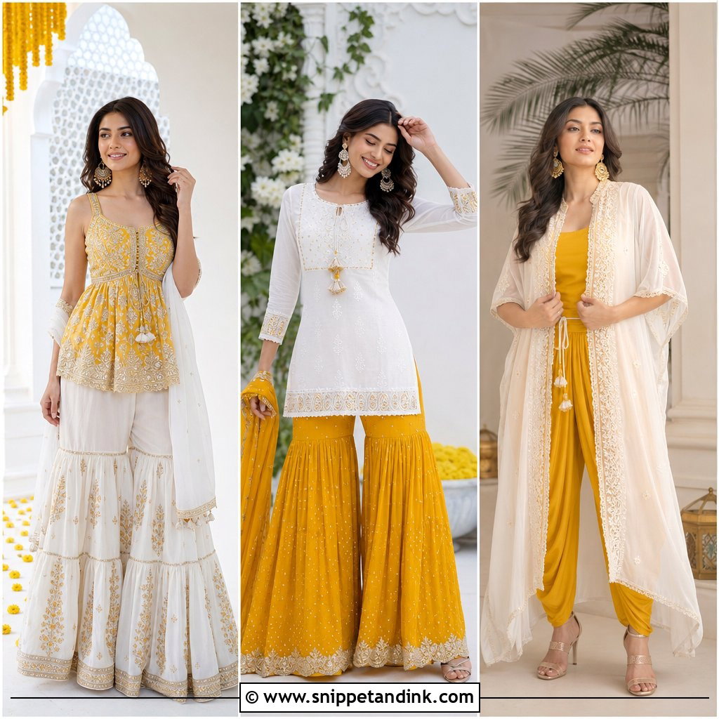 20 White and Yellow Haldi Outfit Ideas for Radiant Brides