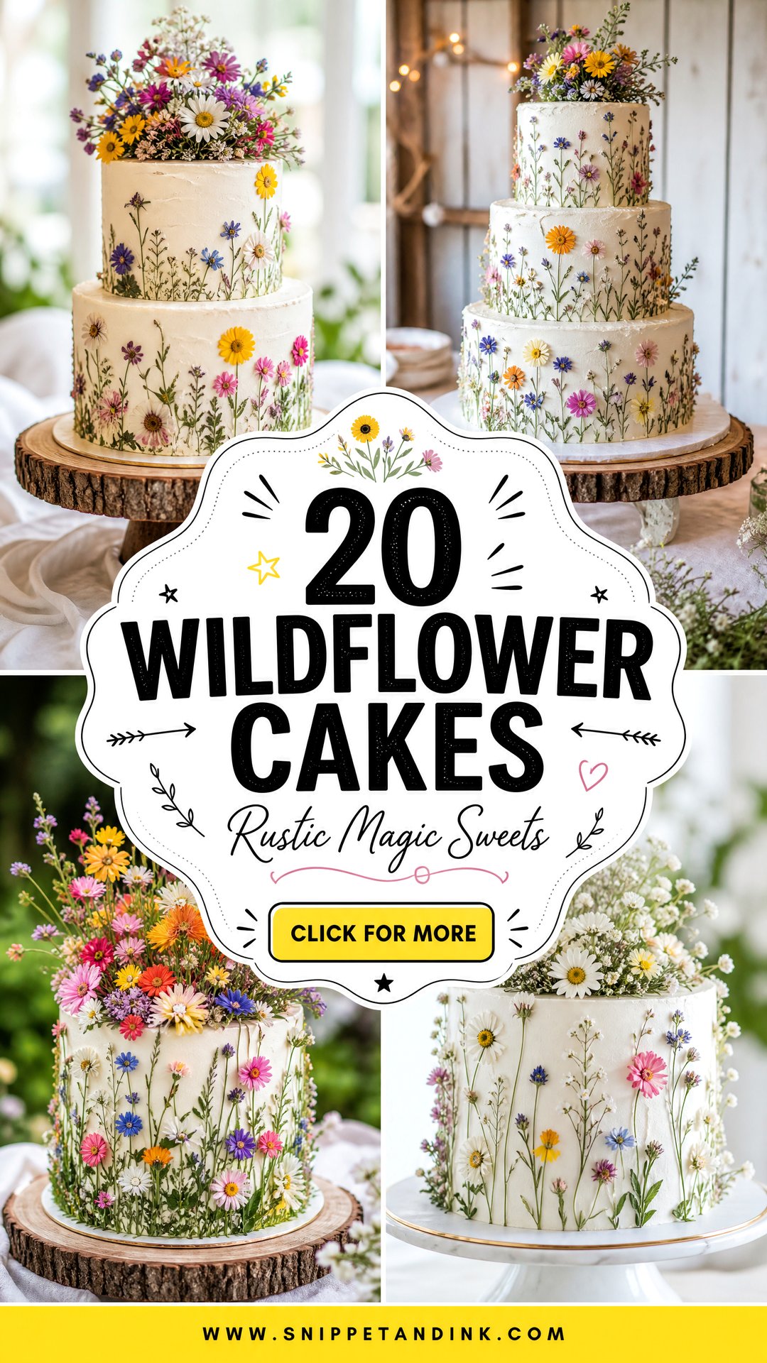 20 Wildflower Cakes for Wedding Receptions With Rustic Magic - 20 Wildflower Cakes for Wedding Receptions With Rustic Magic