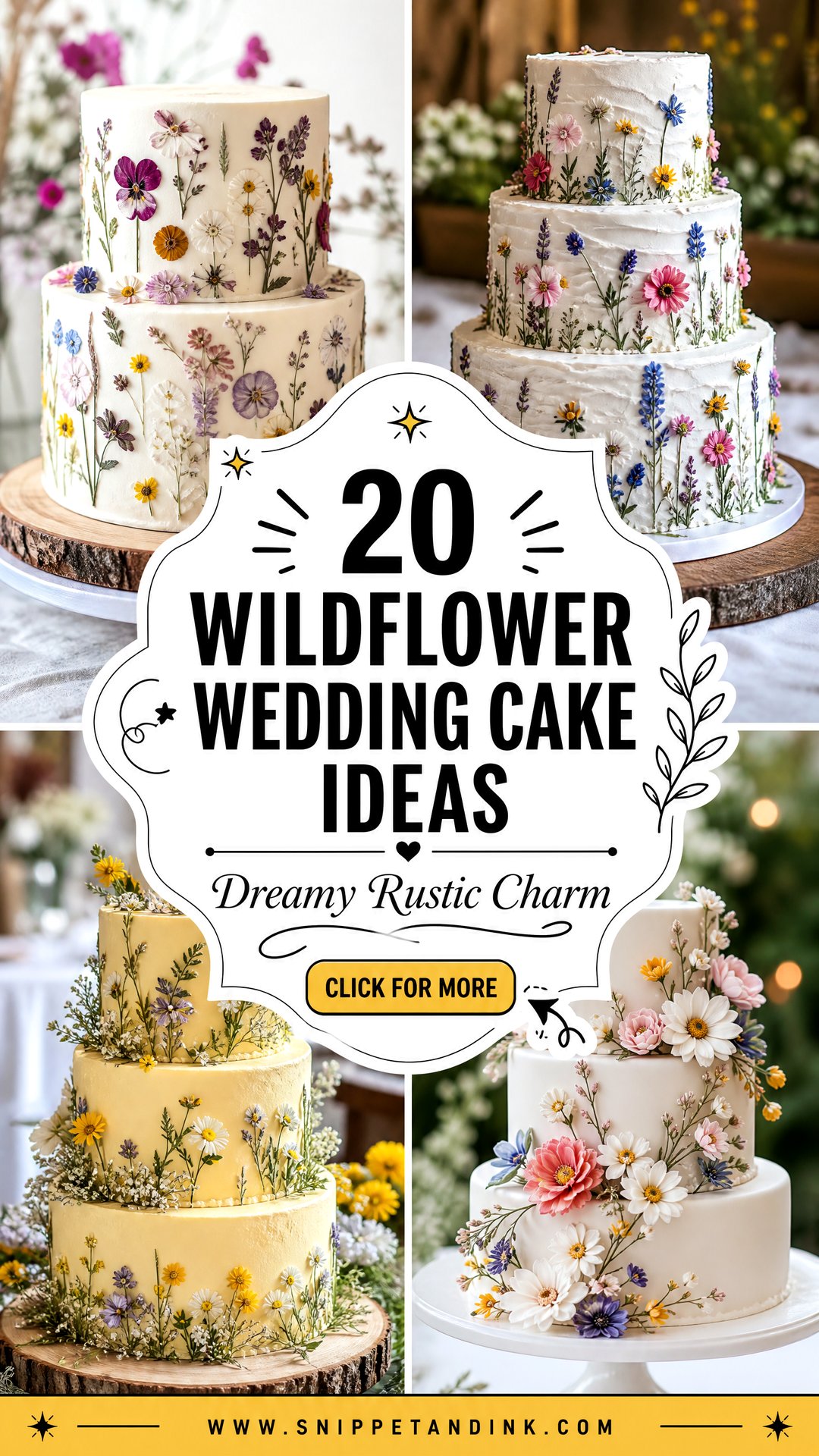 20 Wildflower Wedding Cake Ideas for Dreamy Rustic Charm - 20 Wildflower Wedding Cake Ideas for Dreamy Rustic Charm