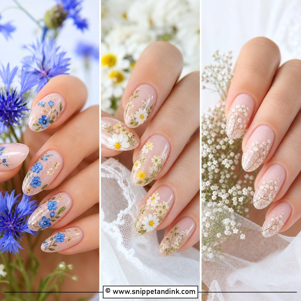 20 Wildflower Wedding Nails for Whimsical Bridal Beauty