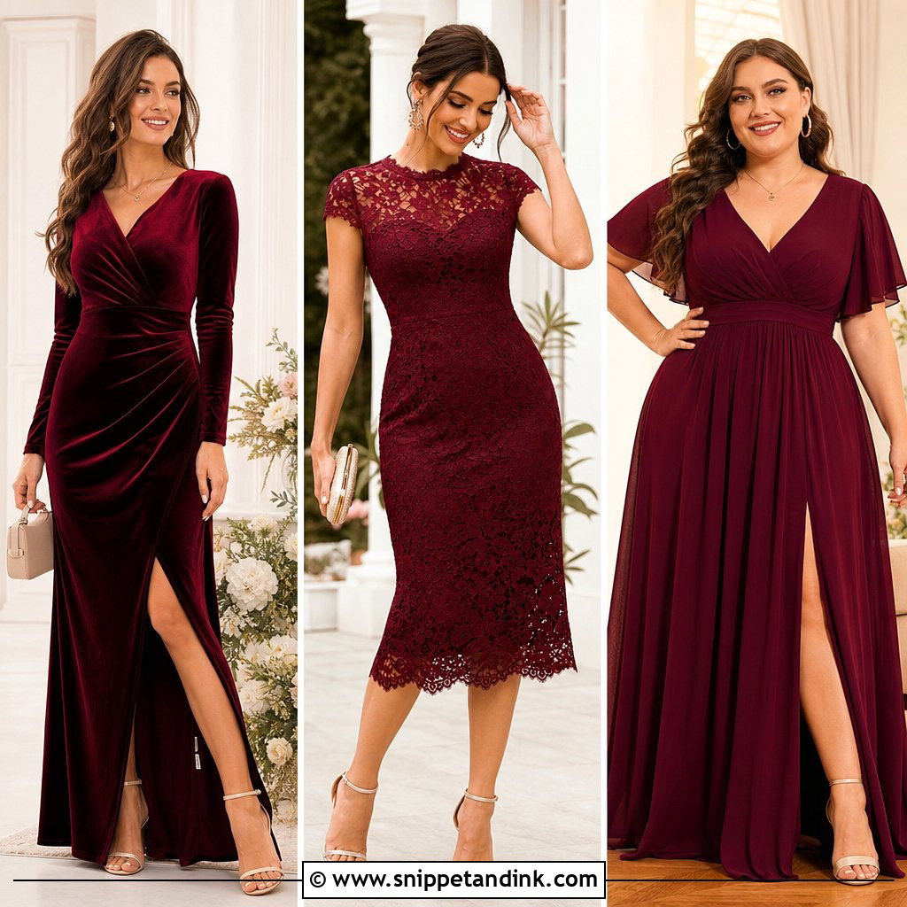 20 Wine Dress Outfit Wedding Ideas for Elegant Guests This Fall