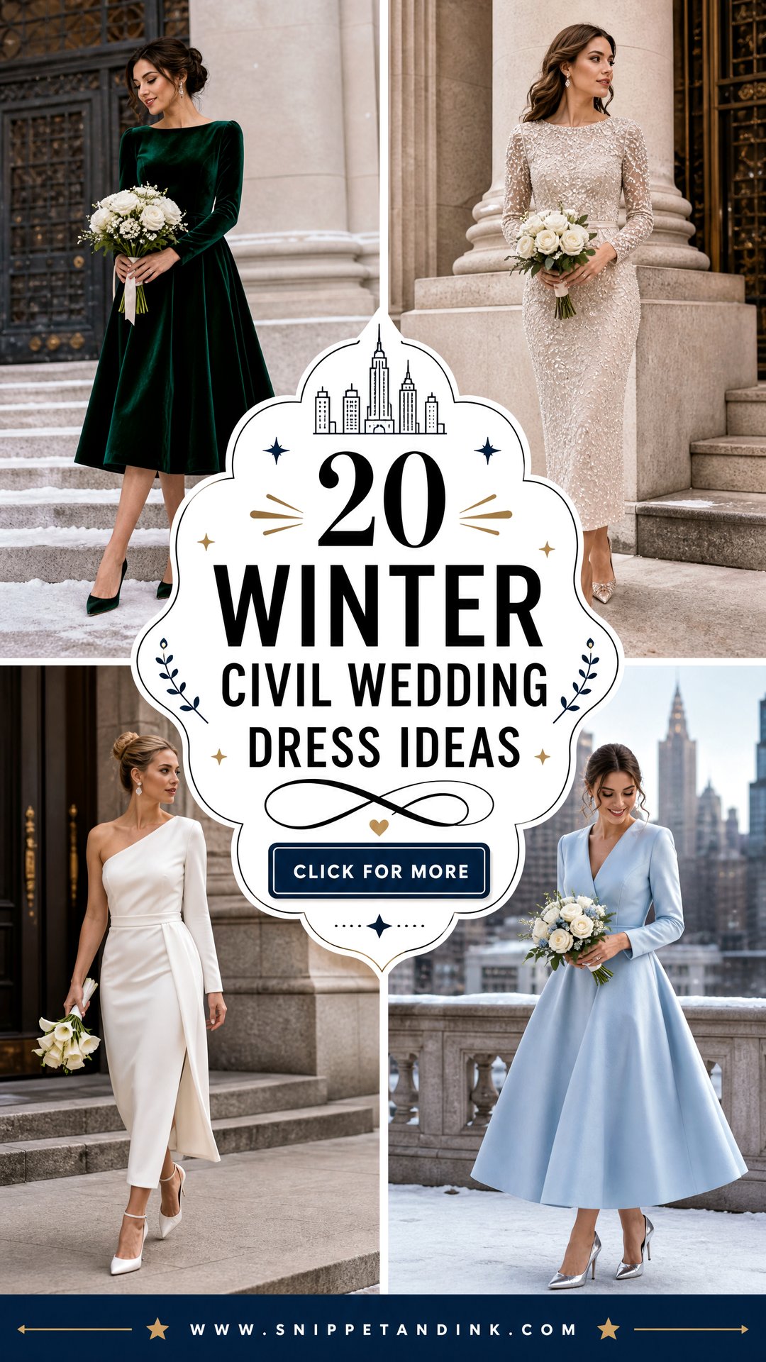 20 Winter Civil Wedding Dress Ideas for Chic City Ceremonies - 20 Winter Civil Wedding Dress Ideas for Chic City Ceremonies